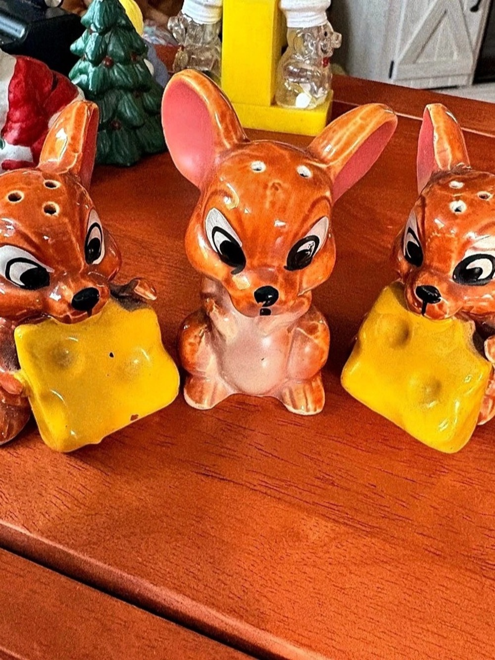 Vintage Kreiss & Co. Mouse & Cheese Salt Pepper Shakers – 3 Piece Set